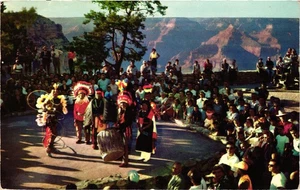 1950s Grand Canyon Postcard Hopi Indian Dancers El Tovar Hotel AZ - Bild 1 von 2