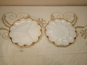 Fire King Milk Glass Egg Plate & Divided Relish Dish (Set Of 2) - Picture 1 of 6