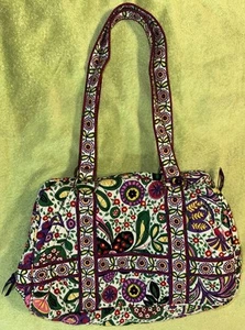 Vera Bradley White Floral Satachel Shoulder Bag Purse - Picture 1 of 13
