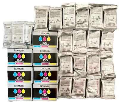 GENUINE LEXMARK 150 BLACK CYAN MAGENTA YELLOW INK CARTRIDGE JOBLOT X 42 - Image 1 of 4