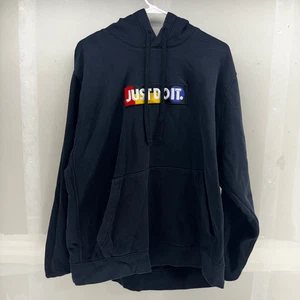 Vintage Nike mens Black "Just Do it" color block logo hoodie size XXL Rare READ - Picture 1 of 8