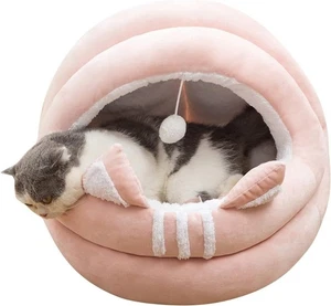PETCUTE Cama para Gatos Semicerrada, Cajón para Perros de Felpa Suave Lavable con Antideslizante - Imagen 1 de 7