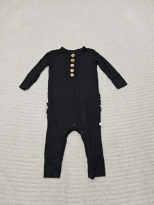 Posh Peanut Romper Babygirls 6/9 Months Bamboo Black Ruffled One Piece - Picture 1 of 6