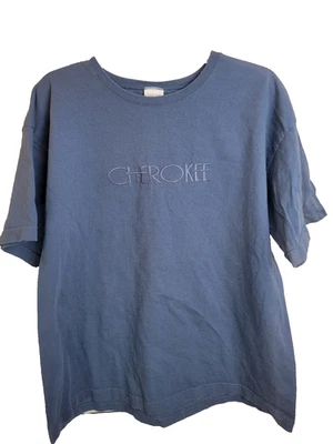 Camiseta Clásica Cherokee De Colección Azul Bordado Logo Cuello Redondo Para Hombre Talla Grande Foto 1 de 4