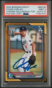 2024 Bowman Draft Chrome Chase Harlan Auto Gold Refractor /50 PSA 9  - Picture 1 of 2