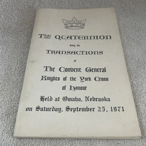 Knights Templar Mason Quaternion Transactions Covent Vintage Book 1971 NEBRASKA - Picture 1 of 11