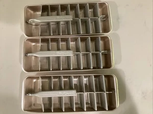 Pair of (3)Hotpoint Aluminum Lever Ice Cube Trays 16 Cube Vintage Metal MCM - Picture 1 of 7