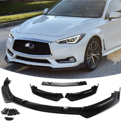 Glossy Front Bumper Lip Splitter For 2017 2018 2019 2020 2021 2022 Infiniti Q60 Foto 1 de 4