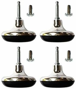 4 x Chrome Feet Bed Legs Glides Castor & Insert For Divan Base Sofa Chair Wheels - Picture 1 of 4