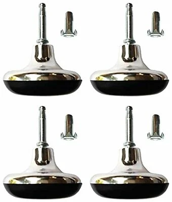 GENERIC 4 x Chrome Feet Bed Legs Glides Castor & Insert For Divan Base Sofa Chair Wheels