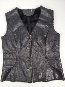 Dolce Cabo Women's Sleeveless Faux Fur Vest, Size Small Black Full Zip - Picture 1 of 11