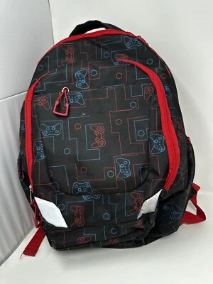 Kids Backpack Game Controller Black & Red Pockets Few Scuffs & rips Name inside - Image 1 of 4