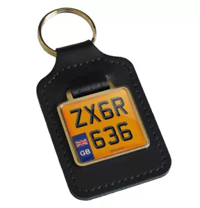 Llavero de cuero con matrícula ZX6R 636 Reg GB para llaves ninja Kawasaki ZX-6R 636 - Imagen 1 de 1