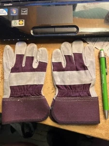 Cute Kids Leather Work Gloves Purple 1 Pair - Picture 1 of 2