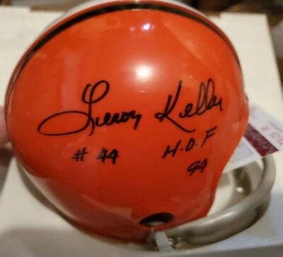 BONITO Mini Casco Autografiado de Fútbol Americano Browns Leroy Kelly TB JSA HOF 94 Foto 1 de 4