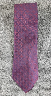 Gravata Tasso Elba masculina vermelha/roxa geométrica 100% seda 58 x 3,25 - Imagem 1 de 4