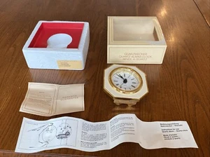 GRUEN Quartz Octagon Night Table Clock Ivory Gold 3X3" West Germany ALARM BROKEN - Picture 1 of 24
