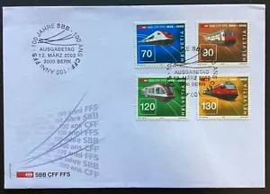 SWITZERLAND 2002 Swiss Rail Centenary FDC, Bern Special Postmark (SS545) - Picture 1 of 1