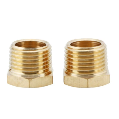 U.S. Solid Brass Fitting Hex Bushing NPT 1/2" Male x 1/4" Female, 2pcs