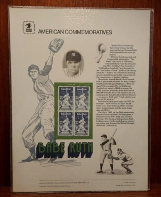 Babe Ruth Sc# 2046 Souvenir Page. - Image 1 of 4