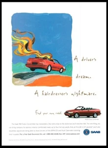 1996 Saab 900 SE Turbo red car art print ad-Vintage Man Cave Garage Decor - Picture 1 of 1