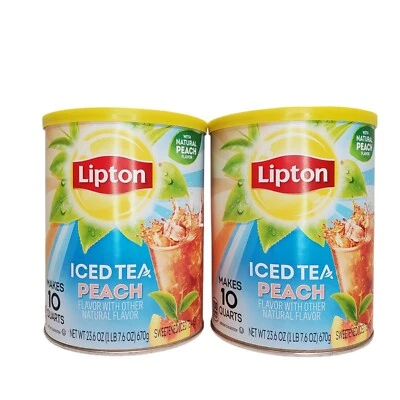 2 PACOTES Lipton Ice Tea Mix Pêssego Cafeinado Faz 10 Quartos BB 5/25 - Imagem 1 de 4