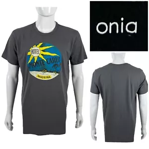 Onia Herren Large Shirt T-Shirt Grau Kurzarm Baumwollmischung Monte Carlo Madeira Neu ohne Etikett - Bild 1 von 9