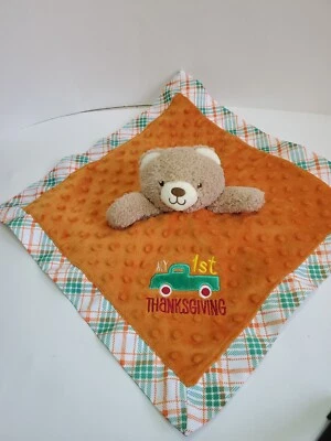 Baby Starters My First 1st Thanksgiving Bear Security Blanket Lovey Orange Truck - Image 1 of 4