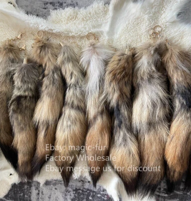 35cm 14" Real Cola Coyote Llavero Piel Real Cola Bolso Dije Colgante Disfraz Foto 1 de 4