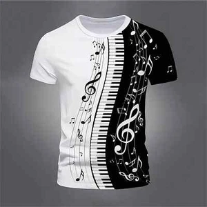 Camiseta Para Hombre Retro 3D Música Notas Impresas Hombres Ropa Diaria Informal Corta - Imagen 1 de 33