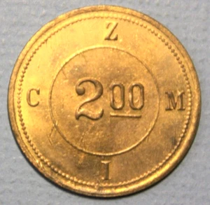 Salt Lake City Utah Z C M I gut für 2,00 Messing 35mm Medaille - Bild 1 von 2