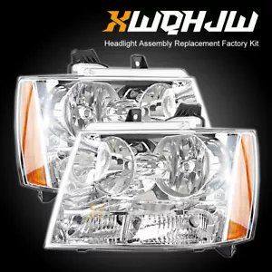 FIT FOR 2007-14 CHEVY TAHOE SUBURBAN SMOKE HOUSING AMBER CORNER HEADLIGHTS LAMPS - Foto 1 di 12