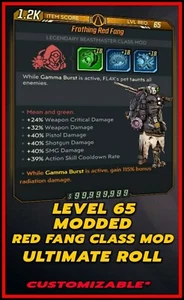 Todas las plataformas Borderlands 3 modificado colmillo rojo clase mod nivel 72 ¡último rollo! - Imagen 1 de 3