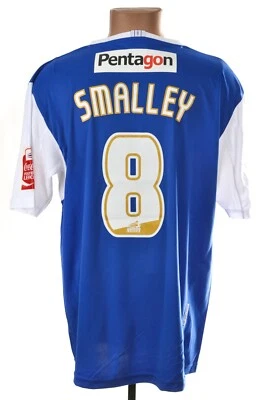 OLDHAM 2010/2011 HOME FOOTBALL SHIRT CARBRINI SIZE L SMALLEY #8 MATCH ISSUE - Image 1 of 4