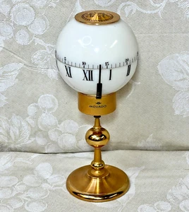 Movado Clock 8 day Swiss Mid-Century Brass & Lucite Annual Globe Clock Runs! - Picture 1 of 13