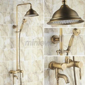 Antique Brass Bathroom Rain Shower Faucet Set Hand Shower Tub Mixer Tap mrs150 - Picture 1 of 6