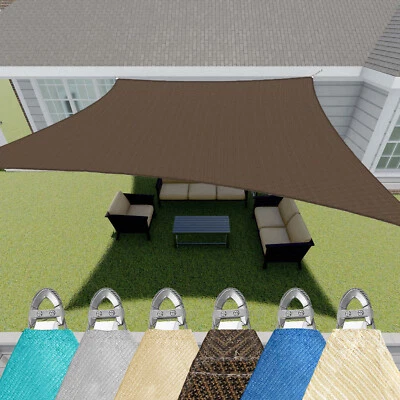 Outdoor Sun Shade Sail Rectangle Yard Pool Canopy Shelter Cover w/ Steel Wire