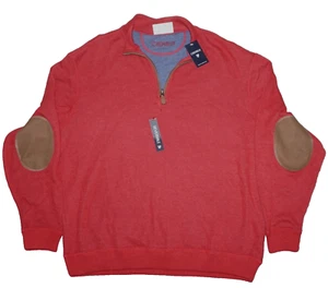 Suéter reversible con cremallera 1/4 para hombre de Cremieux XXL rojo jaspeado y azul nuevo con etiquetas - Imagen 1 de 6