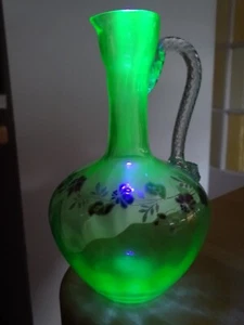 LEGRAS ANCIENNE BELLE VERSEUSE EN OURALINE A LIQUEUR DECOR EMAILLE ART NOUVEAU - Imagen 1 de 14