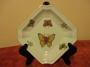 VTG '70s ARDALT Hand Painted China 6-1/2" Square Trinket Dish/Plate Butterflies - Picture 1 of 4