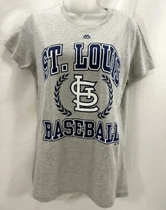 Majestic St Louis Cardinals Baseball T-Shirt Womens Large Gray Cotton Poly Blend - Picture 1 of 8