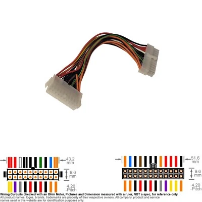 Cable Internal DC Power Supply ATX Converter 20-pin to Mother Board 24-pin  7.5" - Image 1 of 3