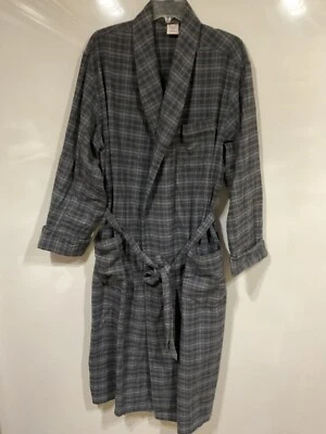 Brooks Brothers L Algodón Gris Cuadros Cinturón Mangas Largas Franela Como Bata Para Hombre’s Foto 1 de 4