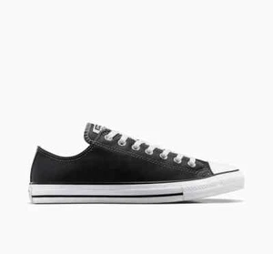 Converse - Women's Chuck Taylor All Star LEATHER Black Low Top Sneakers 132174C - Picture 1 of 7