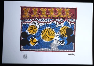 Keith Haring Lithographie in 50x35 cm, limitiert, gestempelt, signiert. - Bild 1 von 5