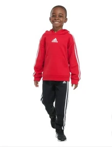 Adidas Little Boys 2-Piece Hoodie & Pant Set Red Black Size 7 - Picture 1 of 5