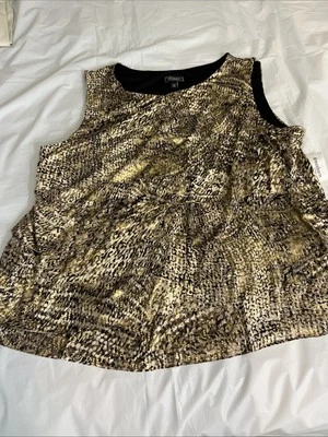 Blusa Dressbarn Collections Plus Brillante Estampado Forrado en Capas 3X Sin Mangas Foto 1 de 4