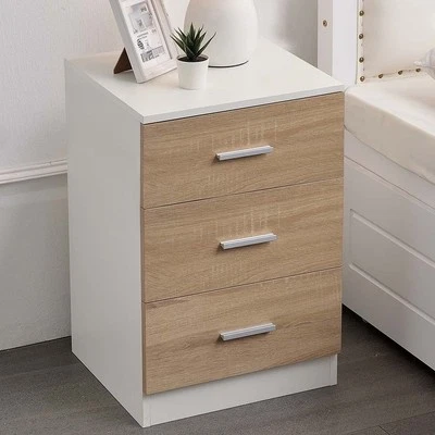 BAKAJI Comodino Mobiletto Cassettiera 3 Cassetti Design Moderno in legno MDF Bianco