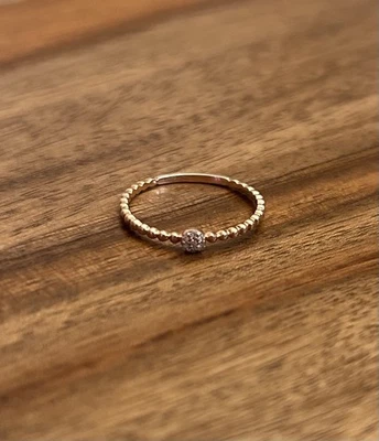 Solid 10k Rose Gold Beaded Stacking Ring Size 7 - Image 1 of 4