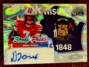 DILIN JONES 2025 LEAF METAL STATE PRIDE SILVER LASER AUTO # 01/15 WISCONSIN - Bild 1 von 3